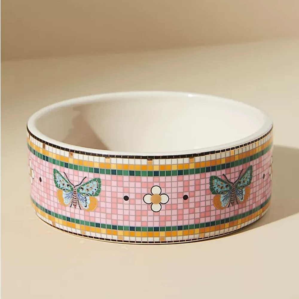 2 Small Bistro Garden Tile Pet Bowl
